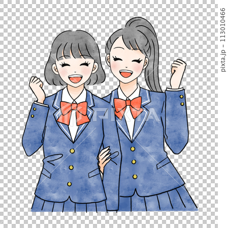 笑顔の仲良しな女子学生二人のイラスト 笑顔の仲良しな女子学生二人のイラスト 113010466