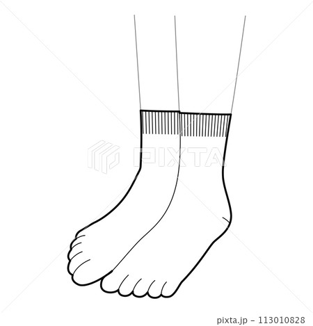 Toe Socks hosiery low cut length. Fashion accessory clothing technical illustration stocking. Vector 3-4 view for Men 113010828