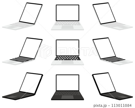 ノートPC、ラップトップのベクターイラストセット ノートPC、ラップトップのベクターイラストセット 113011084