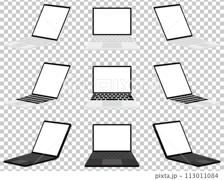 ノートPC、ラップトップのベクターイラストセット ノートPC、ラップトップのベクターイラストセット 113011084