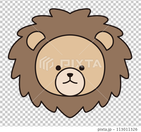かわいいライオンの顔のベクターイラスト。アイコン、動物 かわいいライオンの顔のベクターイラスト。アイコン、動物 113011326