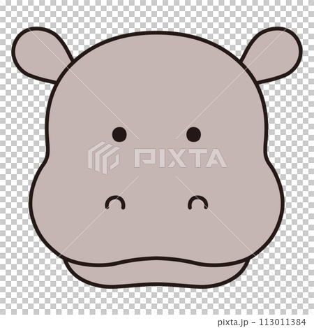可愛河馬臉的向量圖。圖示、動物 113011384