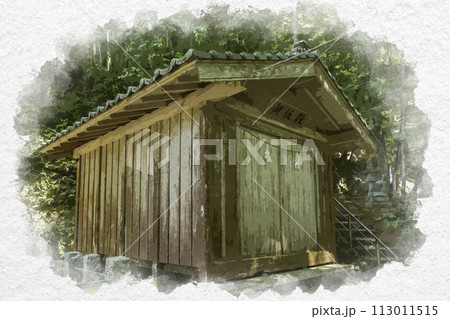 水彩画風　玉造温泉　玉作湯神社　御仮殿　島根県松江市 113011515