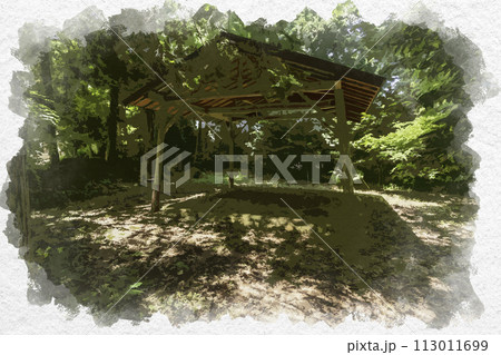 水彩画風 玉造温泉 玉作湯神社 土俵 島根県松江市 水彩画風 玉造温泉 玉作湯神社 土俵 島根県松江市 113011699