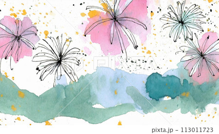 落書きタッチの花火 113011723