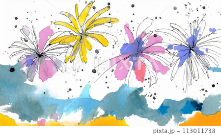 落書きタッチの花火 113011738