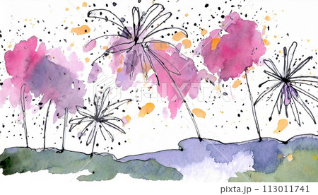 落書きタッチの花火 113011741