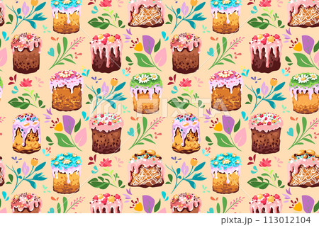 Vector Easter poster with Easter cakes Vector Easter poster with Easter cakes 113012104