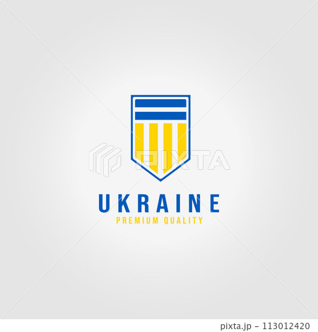 Shield Ukraine Flag Logo Icon Vector Illustration Design Vintage 113012420