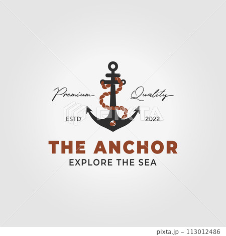 Vintage Anchor Logo Icon Design Vector Illustration Retro, Ship Rope Concept With Nail Vintage Anchor Logo Icon Design Vector Illustration Retro, Ship Rope Concept With Nail 113012486