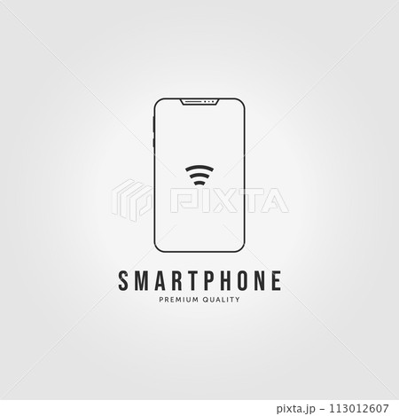 Minimalist Smart phone Concept Icon Logo Vintage Vector Illustration Design 113012607
