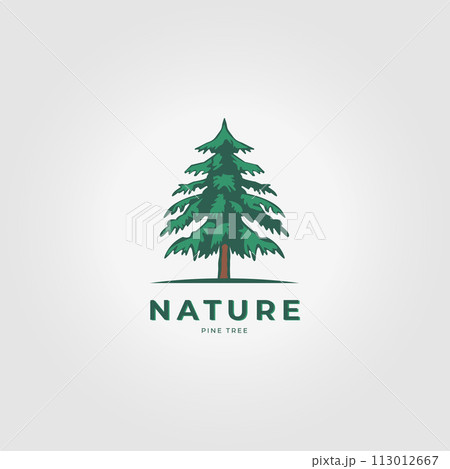 Pine Tree Logo Icon Vector Vintage Illustration Design Pine Tree Logo Icon Vector Vintage Illustration Design 113012667