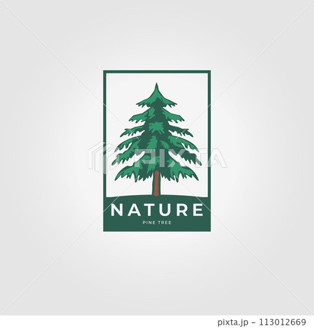 Label Pine Tree Logo Vintage Woodland Icon Vector Illustration Design Label Pine Tree Logo Vintage Woodland Icon Vector Illustration Design 113012669