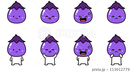 ナスの妖精のイラストセット 113012779