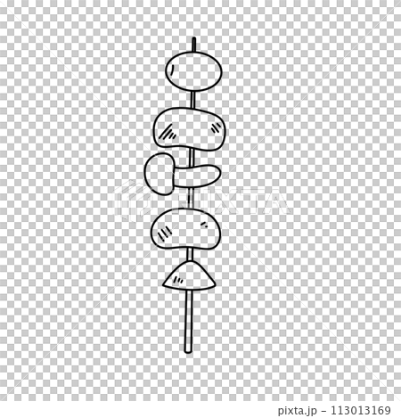 A skewer with various shapes of food on it A skewer with various shapes of food on it 113013169