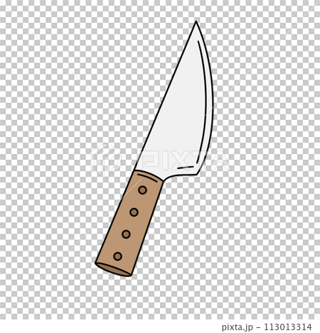 A cartoon knife with a wooden handle 113013314