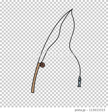 A fishing pole with a fish on the end of the line A fishing pole with a fish on the end of the line 113013315