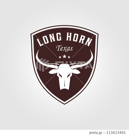 emblem badge of longhorn skull logo vector illustration design 113013401