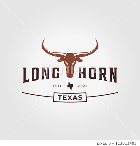 skull longhorn western texas logo vector design illustration icon 113013403