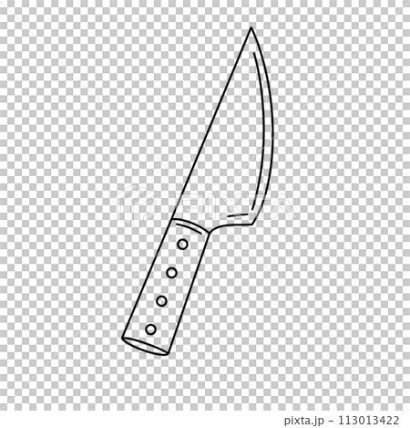 A knife is drawn in a black and white drawing A knife is drawn in a black and white drawing 113013422