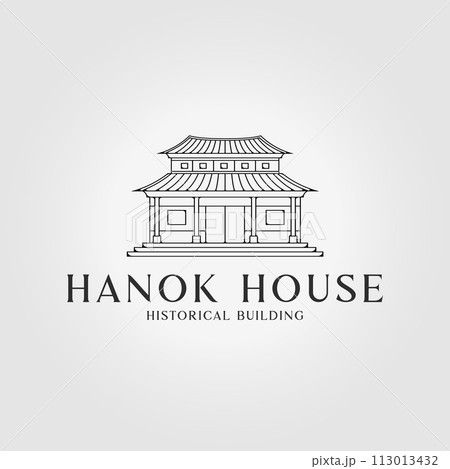 line art hanok house logo icon vector design illustration, pagoda and joglo house line art hanok house logo icon vector design illustration, pagoda and joglo house 113013432