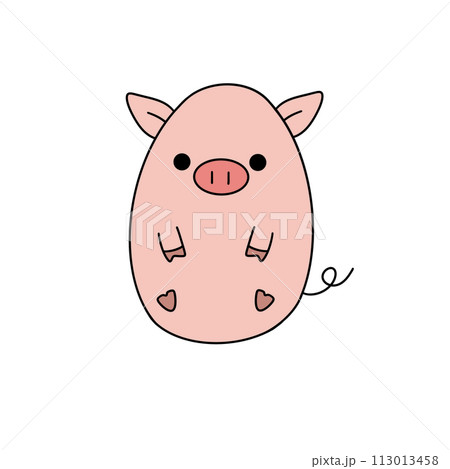 A cute cartoon pig with a heart on its back A cute cartoon pig with a heart on its back 113013458