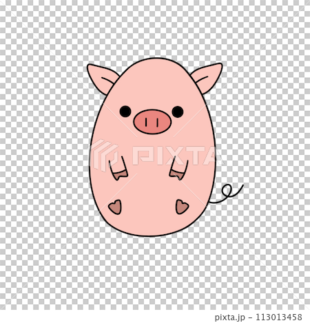 A cute cartoon pig with a heart on its back A cute cartoon pig with a heart on its back 113013458