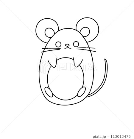 A cute cartoon mouse with a big belly 113013476
