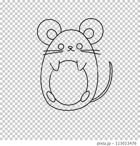 A cute cartoon mouse with a big belly 113013476