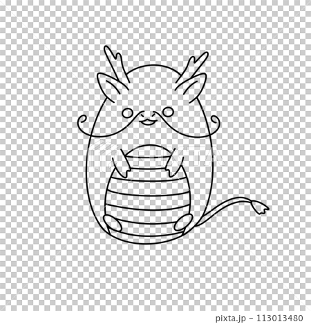 A cute cartoon animal with a big egg in its mouth A cute cartoon animal with a big egg in its mouth 113013480