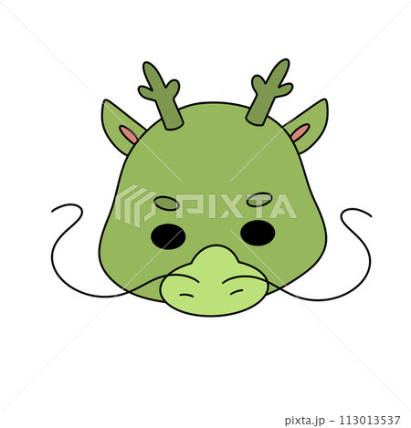 A green dragon with horns and a mustache A green dragon with horns and a mustache 113013537