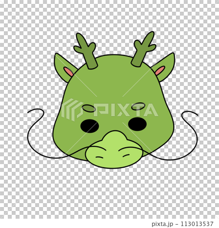 A green dragon with horns and a mustache A green dragon with horns and a mustache 113013537