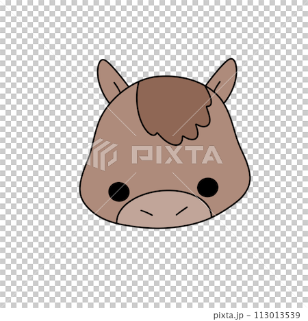 A cartoon horse with a brown mane and a brown face 113013539