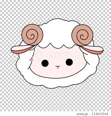 A cute cartoon sheep with horns on its head 113013540