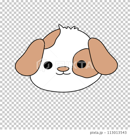 A cute cartoon dog with a white face and brown spots 113013543