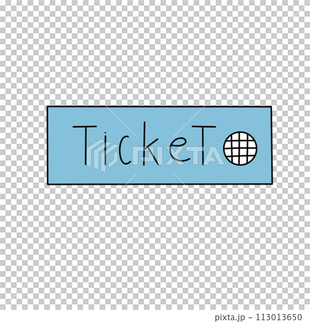 A blue and white sign that says "Ticket To" with a white circle in the middle 113013650