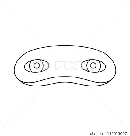 A cartoon of a person's face with a black eye mask 113013697