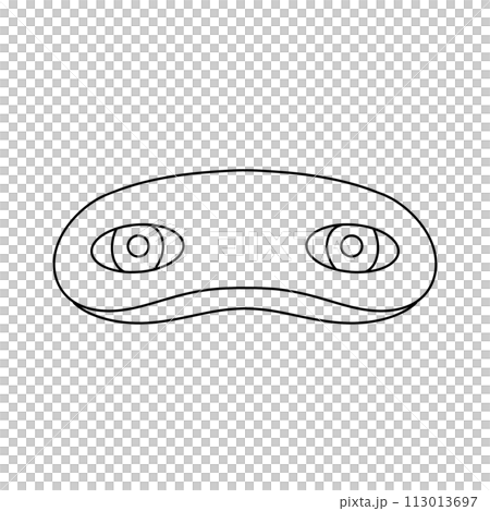 A cartoon of a person's face with a black eye mask 113013697