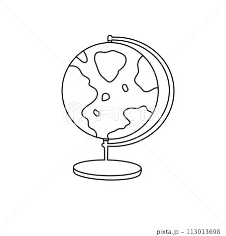 A globe is drawn in black and white 113013698
