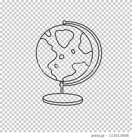 A globe is drawn in black and white 113013698