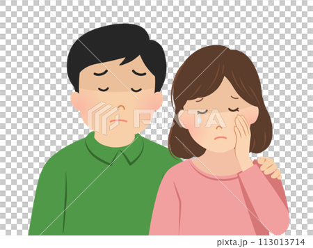 Vector illustration of a grieving couple Vector illustration of a grieving couple 113013714