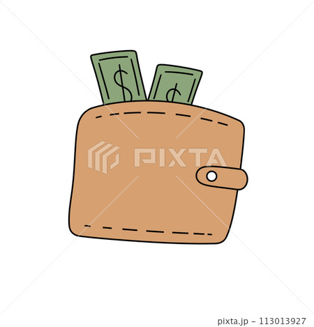 Brown wallet with money Brown wallet with money 113013927