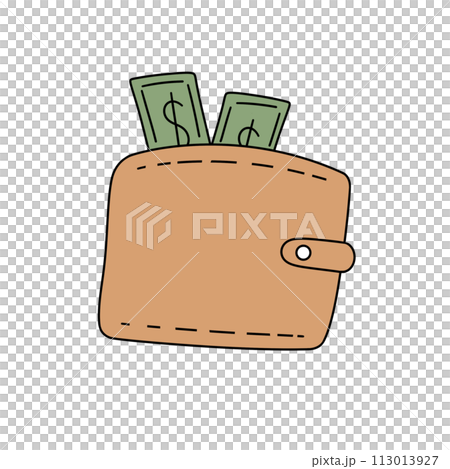 Brown wallet with money Brown wallet with money 113013927