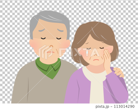 一對悲傷的年長夫婦的向量圖 113014290