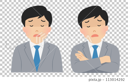 落ち込む会社員男性のベクターイラスト 113014292