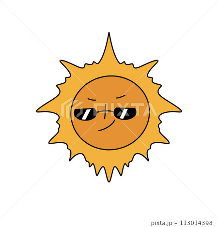 A cartoon sun with sunglasses on its face A cartoon sun with sunglasses on its face 113014398