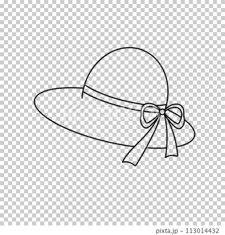 A white hat with a bow on it 113014432