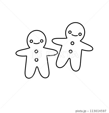 Two gingerbread men are standing next to each other Two gingerbread men are standing next to each other 113014597