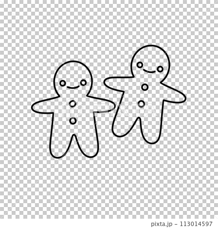 Two gingerbread men are standing next to each other 113014597