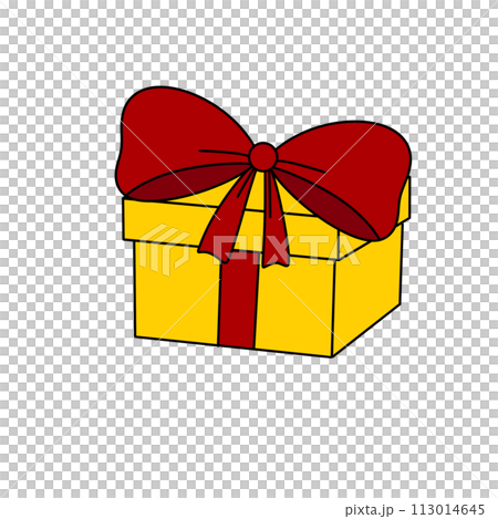 A yellow box with a red bow on top A yellow box with a red bow on top 113014645